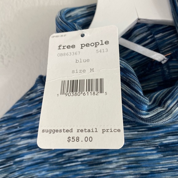 NWT Free People Space Dye Sunshine Tee Turtleneck Heathered Blue M - Picture 8 of 8